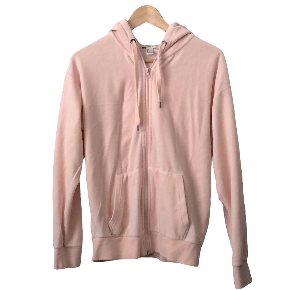 Pink velvet zip up hoodie
